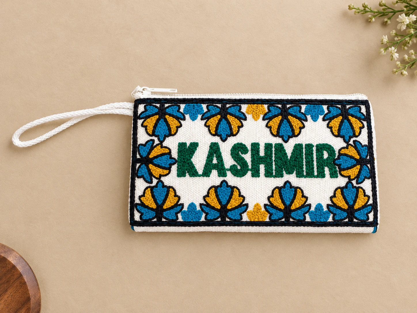 Ariwork Hand Pouch Medium Sky Blue & Mustard