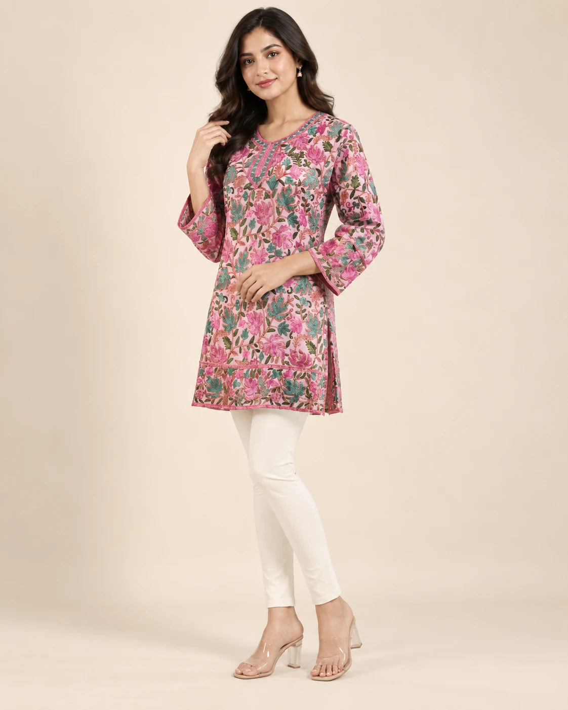Ariwork Georgette Kurti Lavender