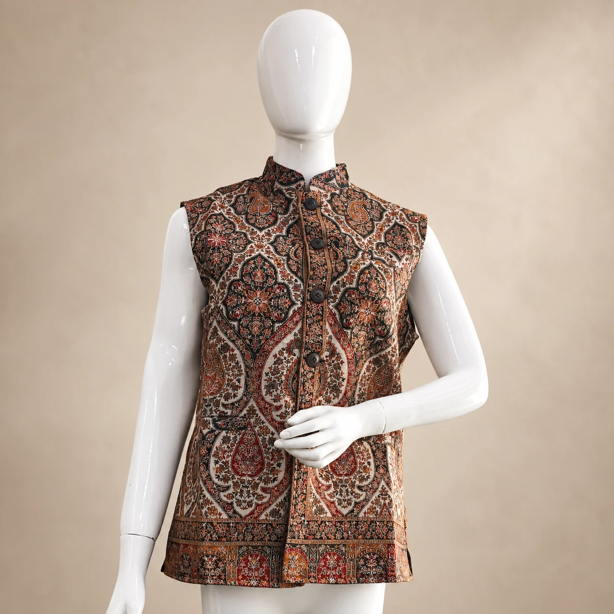 Kashmiri Paisley Printed Ethnic Waistcoat L Size