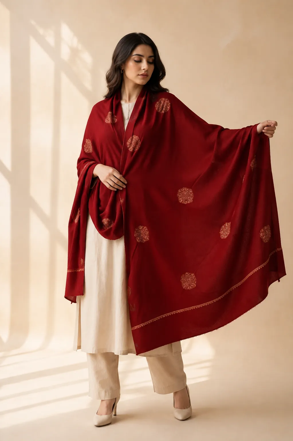 Rust Colour Sozni Shawl